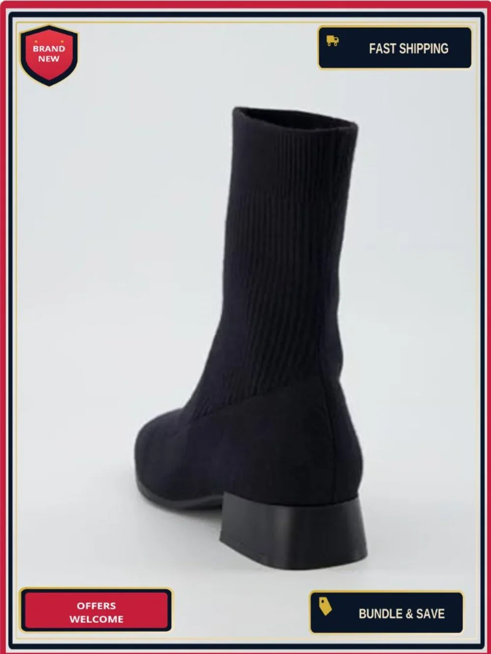 Cushionaire Women's Knit Ankle Boot, Block Heel, Memory Foam, Pull-On